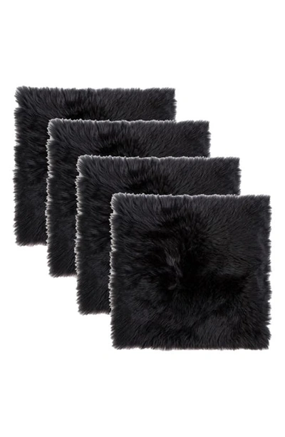 Natural 4-pack Genuine Sheepskin Chair Pads In Black