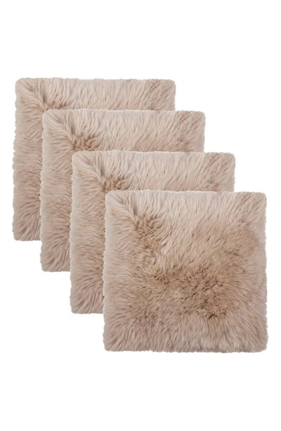 Natural 4-pack Genuine Sheepskin Chair Pads In Taupe