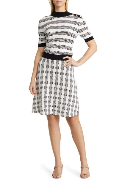 Hugo Boss Foldiana Knit A-line Dress In Grey Pattern