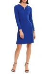 Donna Morgan For Maggy U-hardware Long Sleeve Fit & Flare Dress In Retro Blue