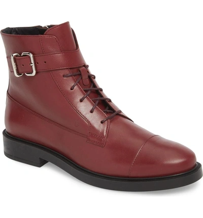 Tod's Buckle Strap Combat Boot In Burgundy