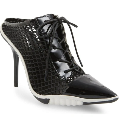 Jeffrey Campbell Referee Mule In Black Patent/ White Combo