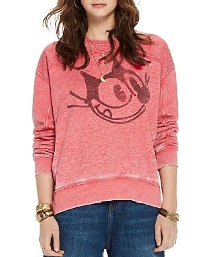 Scotch & Soda Burnout Applique & Graphic Sweatshirt In 0117 Raspberry