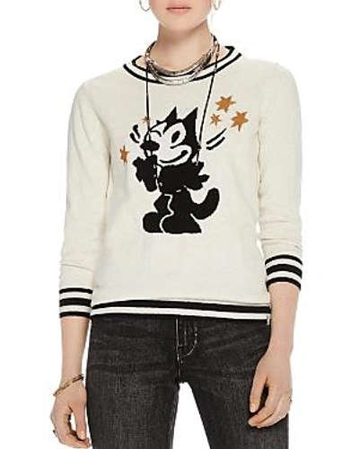 Scotch & Soda Felix The Cat Intarsia Sweater In Ecru Melange