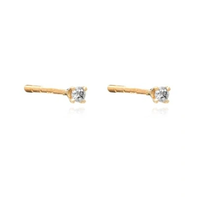 Rachel Jackson London Rockstar Diamond Stud Earrings Gold Vermeil