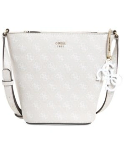 Guess Flora Bucket Crossbody In Sand/gold