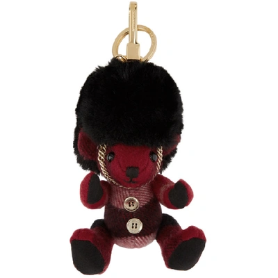 Burberry Thomas Bear Busby Cashmere Key Ring In Red