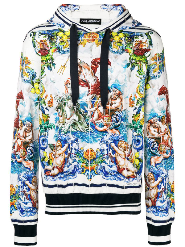 Dolce /& Gabbana Cotton hoodie with majolicas print