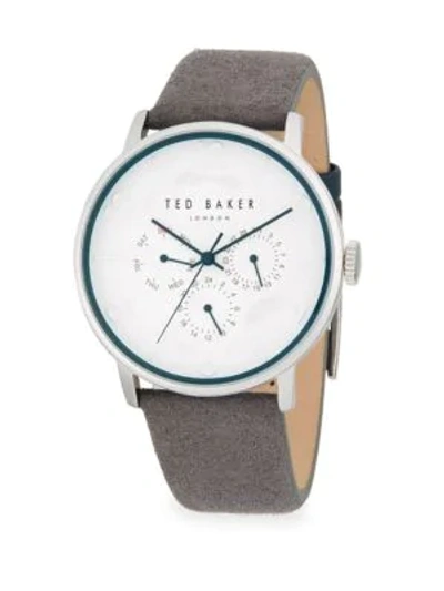 Ted Baker Round Stainless Steel And Leather-strap Watch
