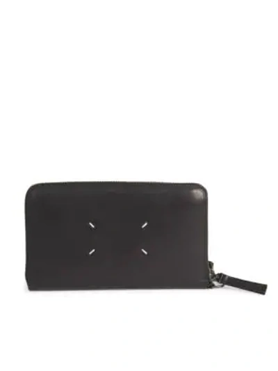 Maison Margiela Calf Leather Continental Wallet In Black