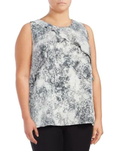 Vince Camuto Plus Speckled Sleeveless Blouse In Antique White Multi