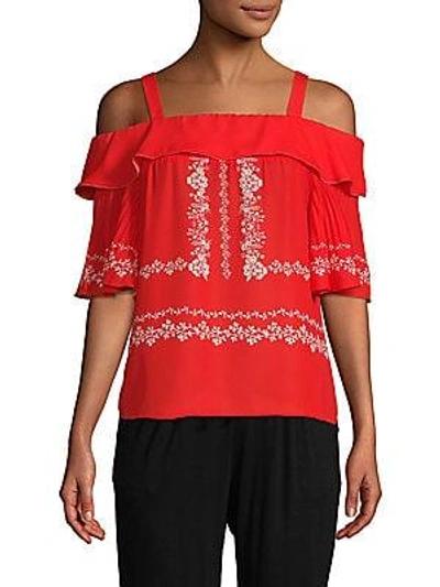 Self-portrait Cold-shoulder Blouse In Red