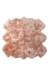 Natural Genuine Sheepskin Rug In Pink