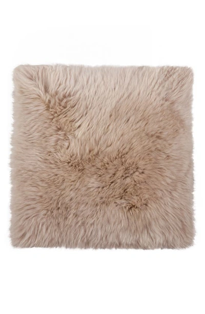 Natural Genuine Shearling Rug In Taupe