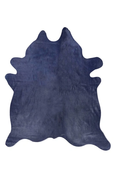 Natural Geneva Genuine Cowhide Rug In Navy