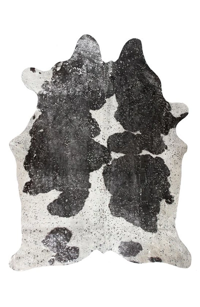 Natural Genuine Cowhide Rug In Grey / Silver