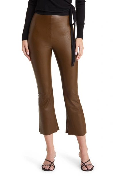 Commando Faux Leather Crop Flare Leggings In Cadet