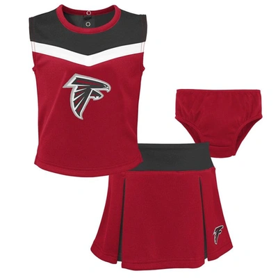 Outerstuff Kids' Girls Toddler Red Atlanta Falcons Spirit Cheer Two-piece Cheerleader Set With Bloomers
