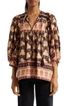 Mille Charlie Print Tie Neck Blouse In Multi