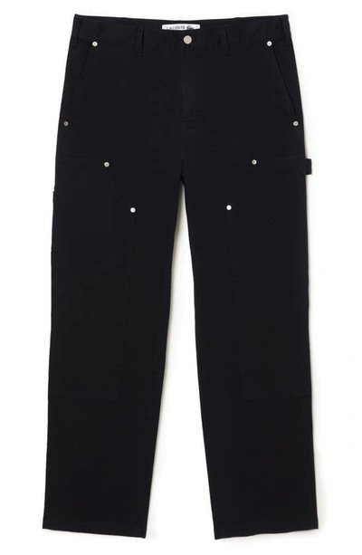 Lacoste Straight Fit Stretch Carpenter Pants In 031 Noir
