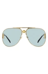 Versace 63mm Pilot Sunglasses In Gold