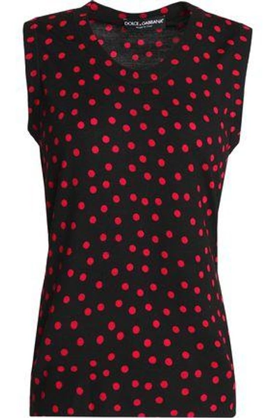 Dolce & Gabbana Polka-dot Wool Top In Black