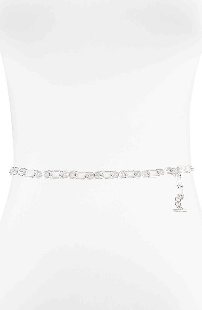 Sam Edelman Logo Chain Link Belt In Silver