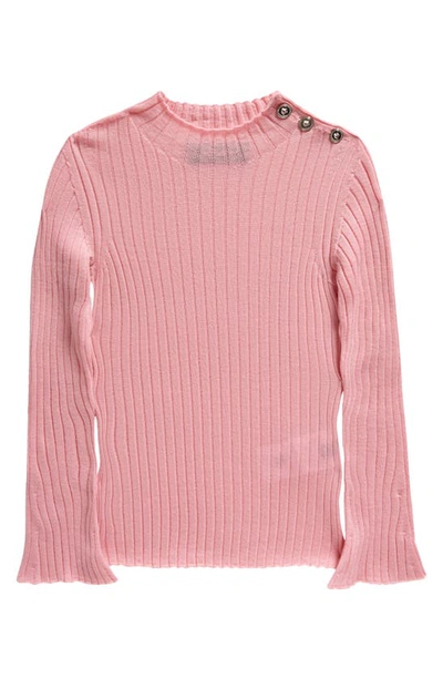 Versace Kids' Rib Virgin Wool Sweater In Rose