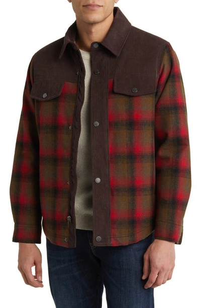 Pendleton Timberline Plaid Wool Blend Shirt Jacket In Red/ Olive Plaid
