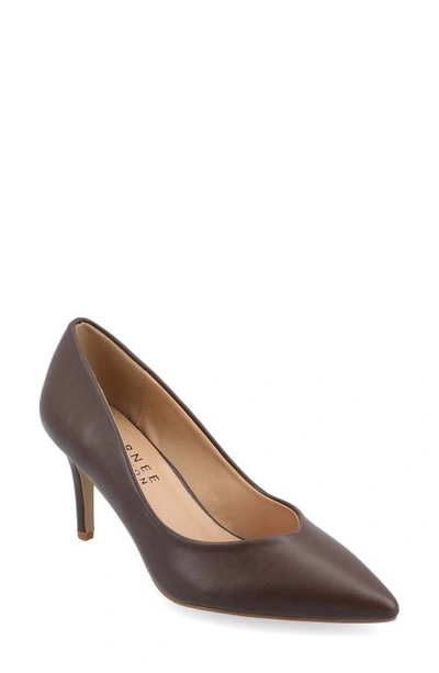 Journee Collection Gabriella Pointed Toe Pump In Truffle