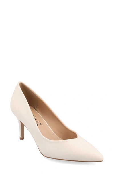 Journee Collection Gabriella Pointed Toe Pump In Cream