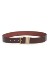 Allsaints Leather Belt In Claret / Warm Brass