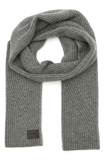 Allsaints Traveling Rib Knit Scarf In Gray