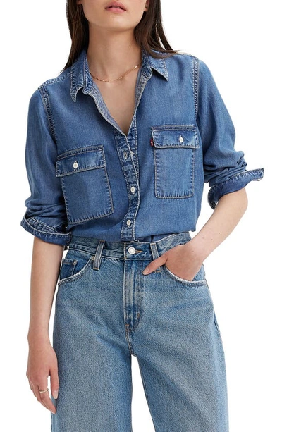 Levi's Doreen Denim Utility Shirt In In Patches