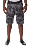 X-ray Belted Cotton Twill Cargo Shorts In Black Camo