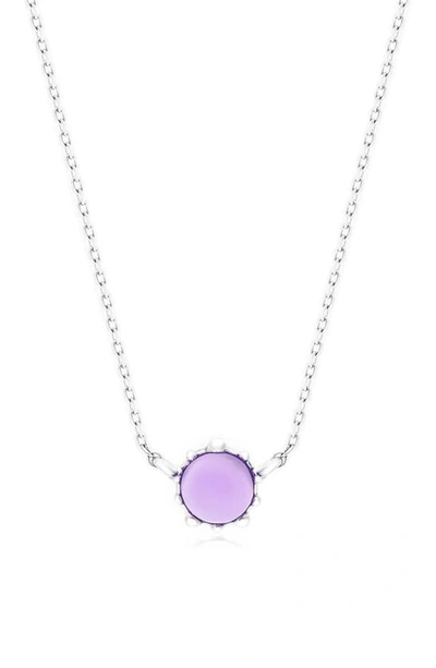 House Of Frosted Amethyst Floral Necklace In Silver
