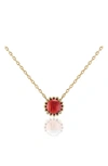 House Of Frosted Stone Floral Necklace In Gold/ Garnet
