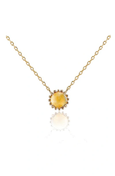 House Of Frosted Stone Floral Necklace In Gold/ Citrine