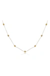 House Of Frosted Multi Stone Station Necklace In Silver/ Citrine