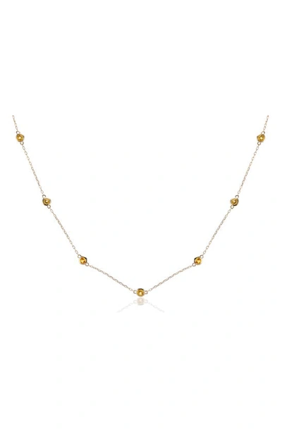 House Of Frosted Multi Stone Station Necklace In Silver/ Citrine