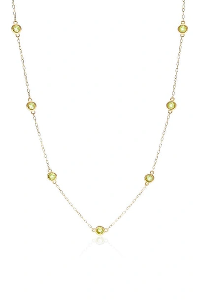 House Of Frosted Multi Stone Station Necklace In Gold/ Peridot