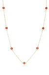House Of Frosted Multi Stone Station Necklace In Gold/ Garnet