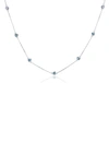House Of Frosted Multi Stone Station Necklace In Silver/ Blue Topaz