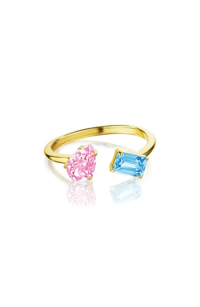 House Of Frosted Topaz Meeting Ring In Gold/ Blue Topaz