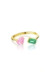 House Of Frosted Topaz Meeting Ring In Gold/ Peridot