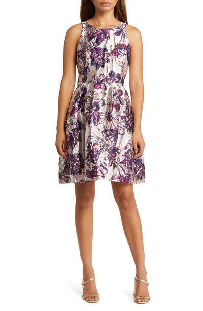 Lilly Pulitzer Jollian Floral Jacquard Dress In Low Tide Navy X Amarena Cherry Fete Floral Brocade
