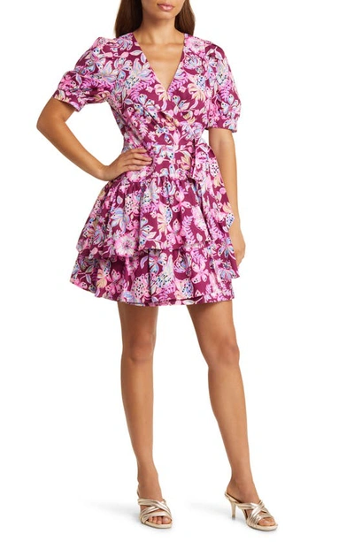 Lilly Pulitzer Alexandria Elbow Sleeve Cotton Wrap Dress In Amarena Cherry Tropical With A Twist