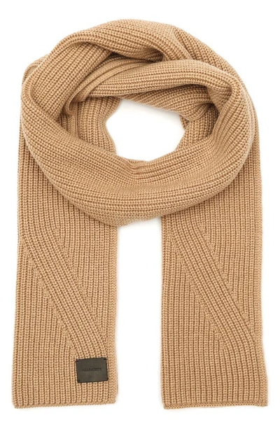 Allsaints Traveling Rib Knit Scarf In Cortina Beige