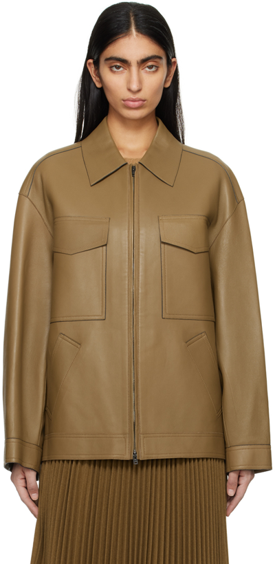 Joseph Lyndhurst Leather Jacket In Brown