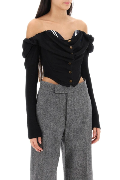 Vivienne Westwood Bear Corset-style Cropped Cardigan In Black